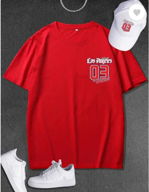 Derada Oversized Unisex Pure Cotton red T Shirt - Los Angeles