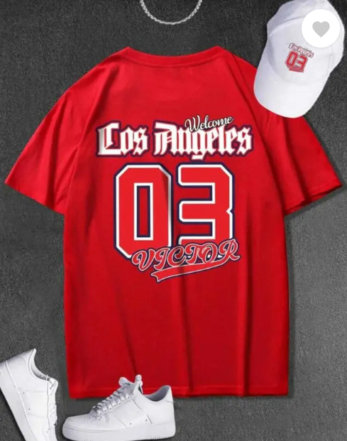 Derada Oversized Unisex Pure Cotton red T Shirt - Los Angeles