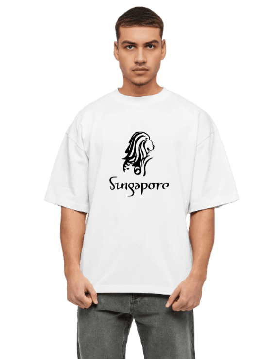 Derada Oversized Pure Cotton Unisex WhiteT Shirt - Singapore 1