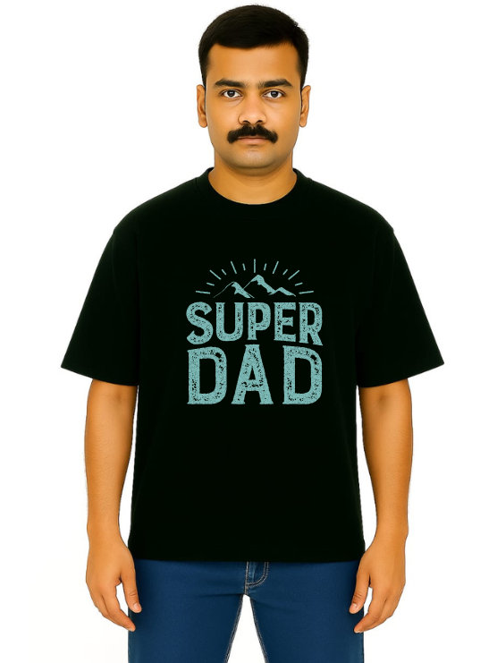 Derada Oversized Pure Cotton Unisex BlackT Shirt - Super Dad