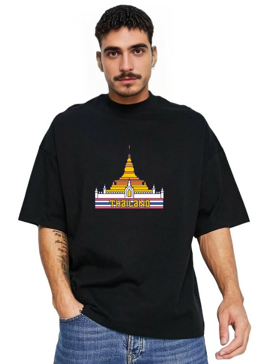 Derada Oversized Pure Cotton Unisex Black T Shirt - Thailand