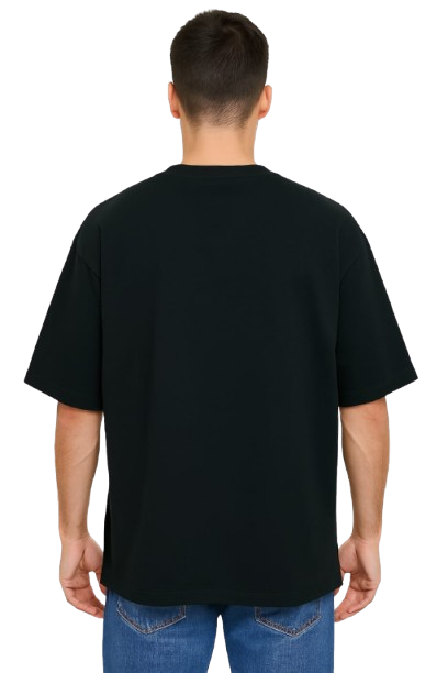 Derada Oversized Unisex Pure Cotton Black T Shirt - jaguar