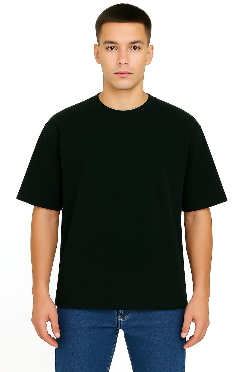 Derada Oversized Pure Cotton Unisex Black Custom T Shirt