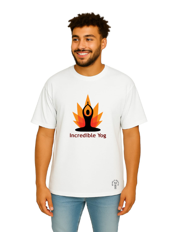 Derada Oversized Pure Cotton Unisex White T Shirt - Yoga Day 1