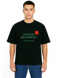 Derada Oversized Pure Cotton Unisex Black T Shirt - Assam Regiment