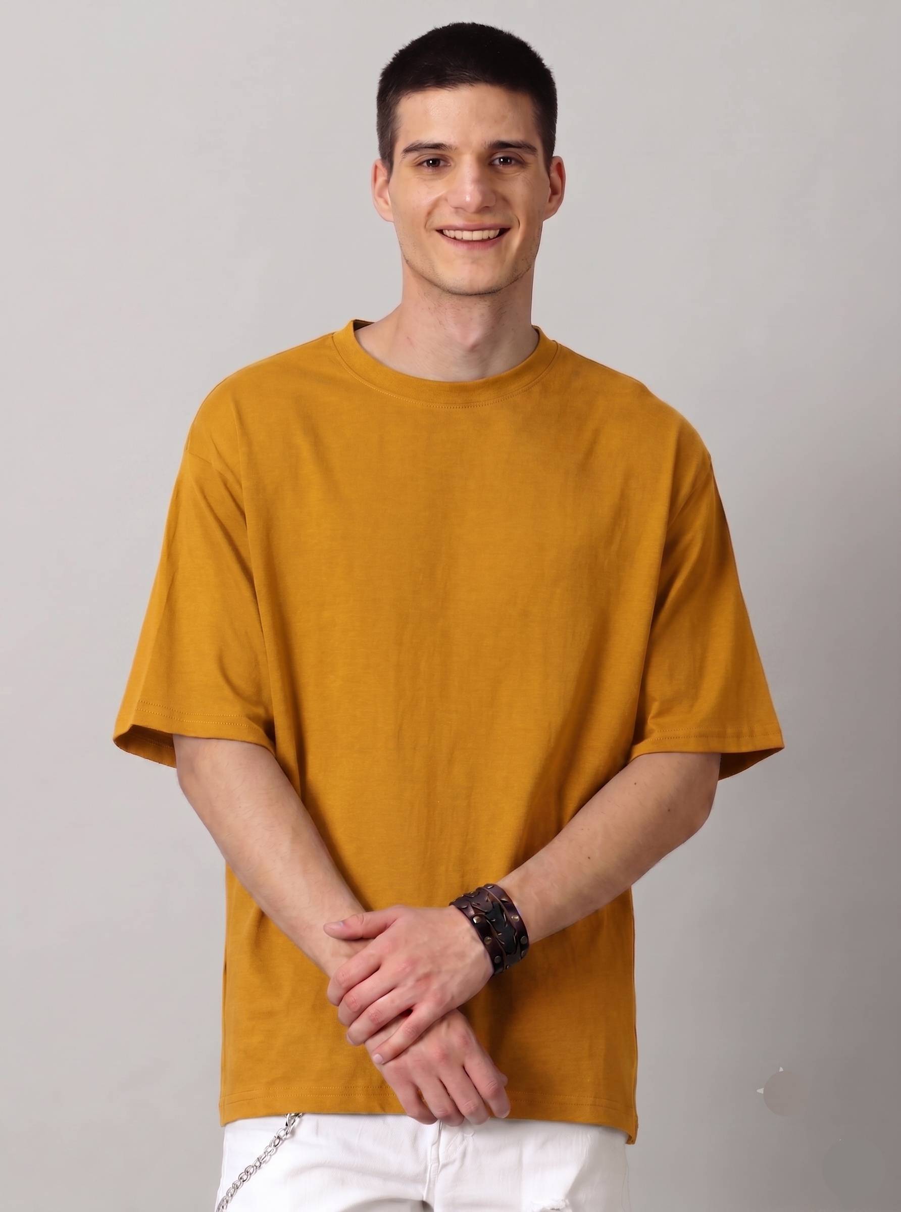 Boxy unisex Tshirt - Mustard color