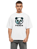 Derada Oversized Pure Cotton Unisex White T Shirt - Panda