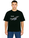 Derada Oversized Pure Cotton Unisex Black T Shirt - Tejas Aircraft