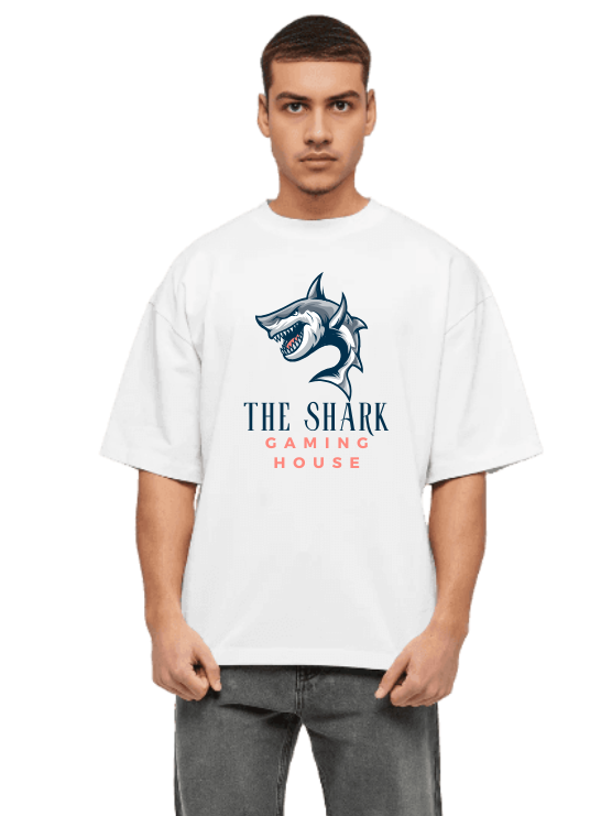 Derada Oversized Pure Cotton Unisex White T Shirt - The Shark
