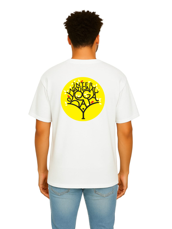 Derada Oversized Pure Cotton Unisex White T Shirt - Yoga Day 3