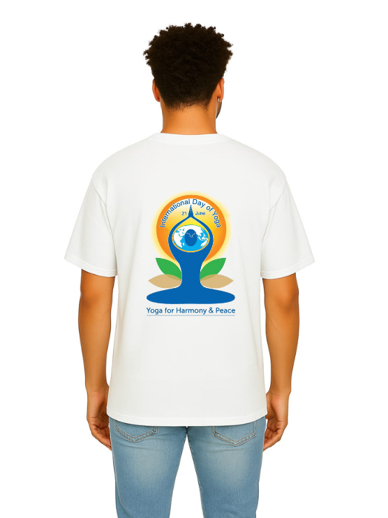 Derada Oversized Pure Cotton Unisex White T Shirt - Yoga Day 5