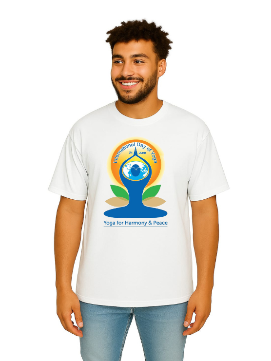 Derada Oversized Pure Cotton Unisex White T Shirt - Yoga Day 6