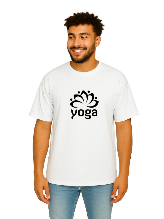 Derada Oversized Pure Cotton Unisex White T Shirt - Yoga Day 7