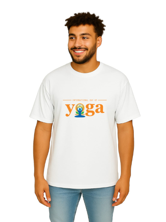 Derada Oversized Pure Cotton Unisex White T Shirt - Yoga Day 8
