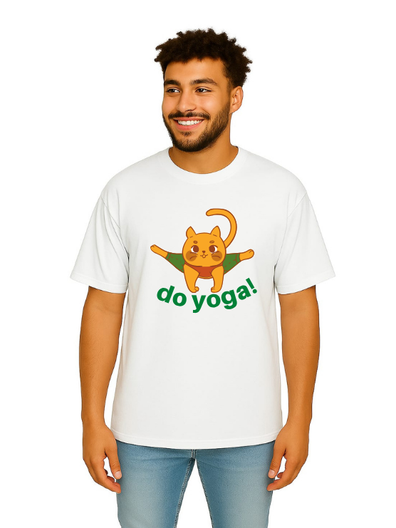 Derada Oversized Pure Cotton Unisex White T Shirt - Yoga Day 9